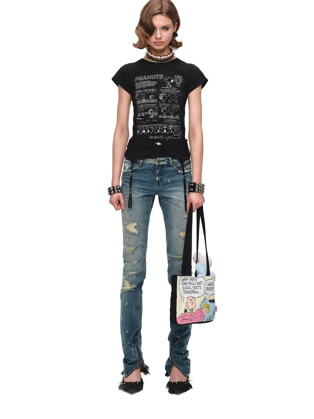 1JINN STUDIO Graphic Printed Slim Fit Set In Shoulder Women&