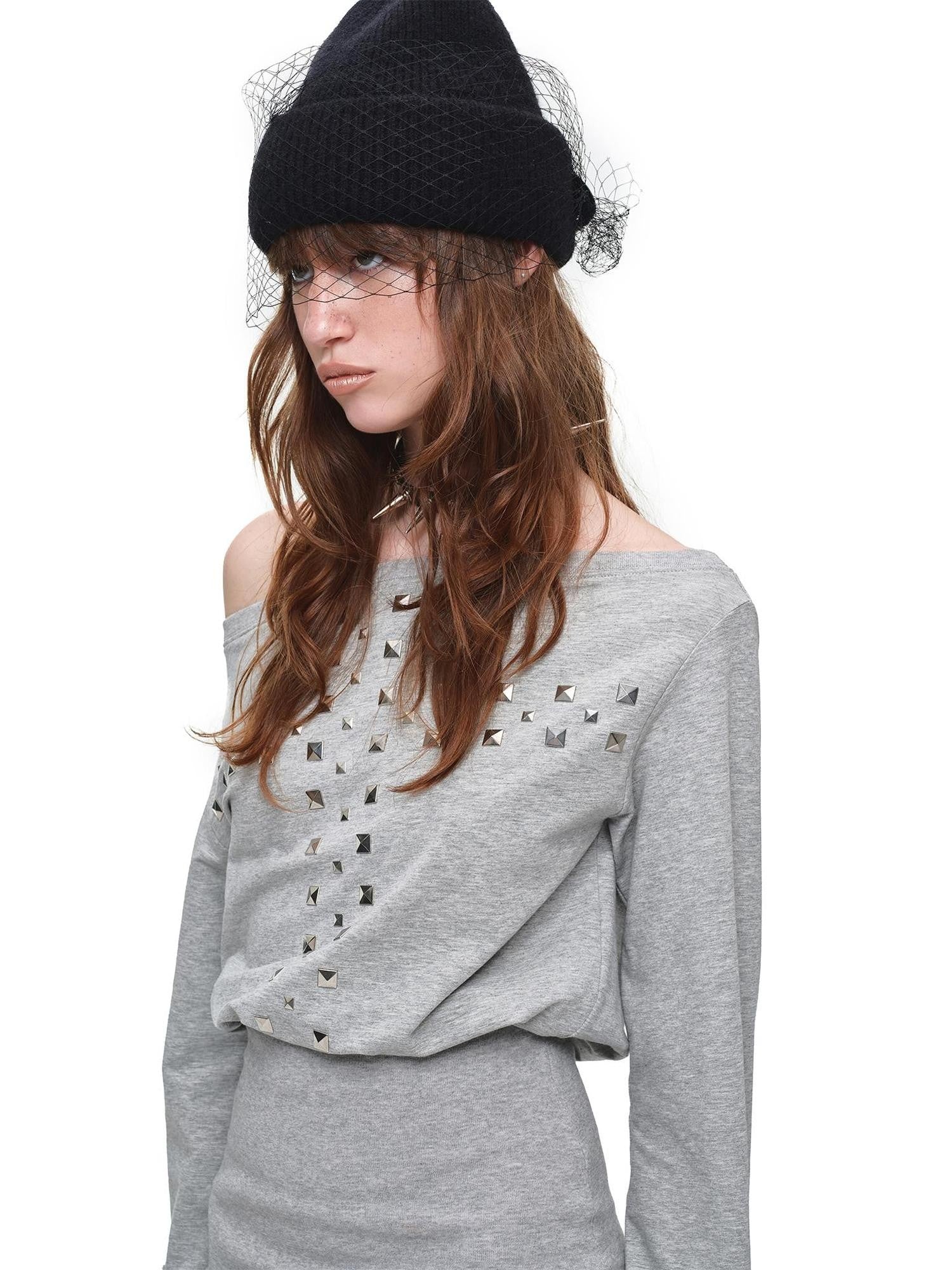 1JINN STUDIO Handmade Cross Studded One Shoulder Women&
