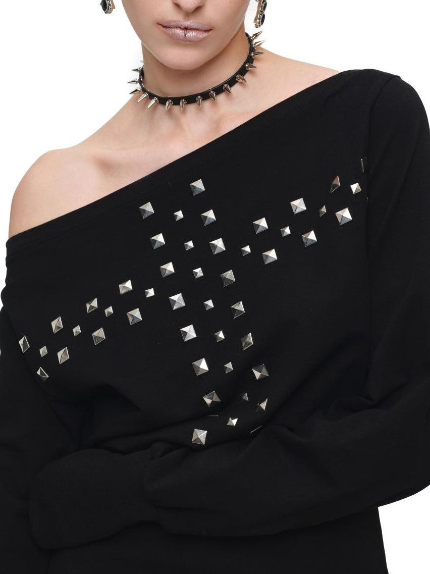 1JINN STUDIO Handmade Cross Studded One Shoulder Women&