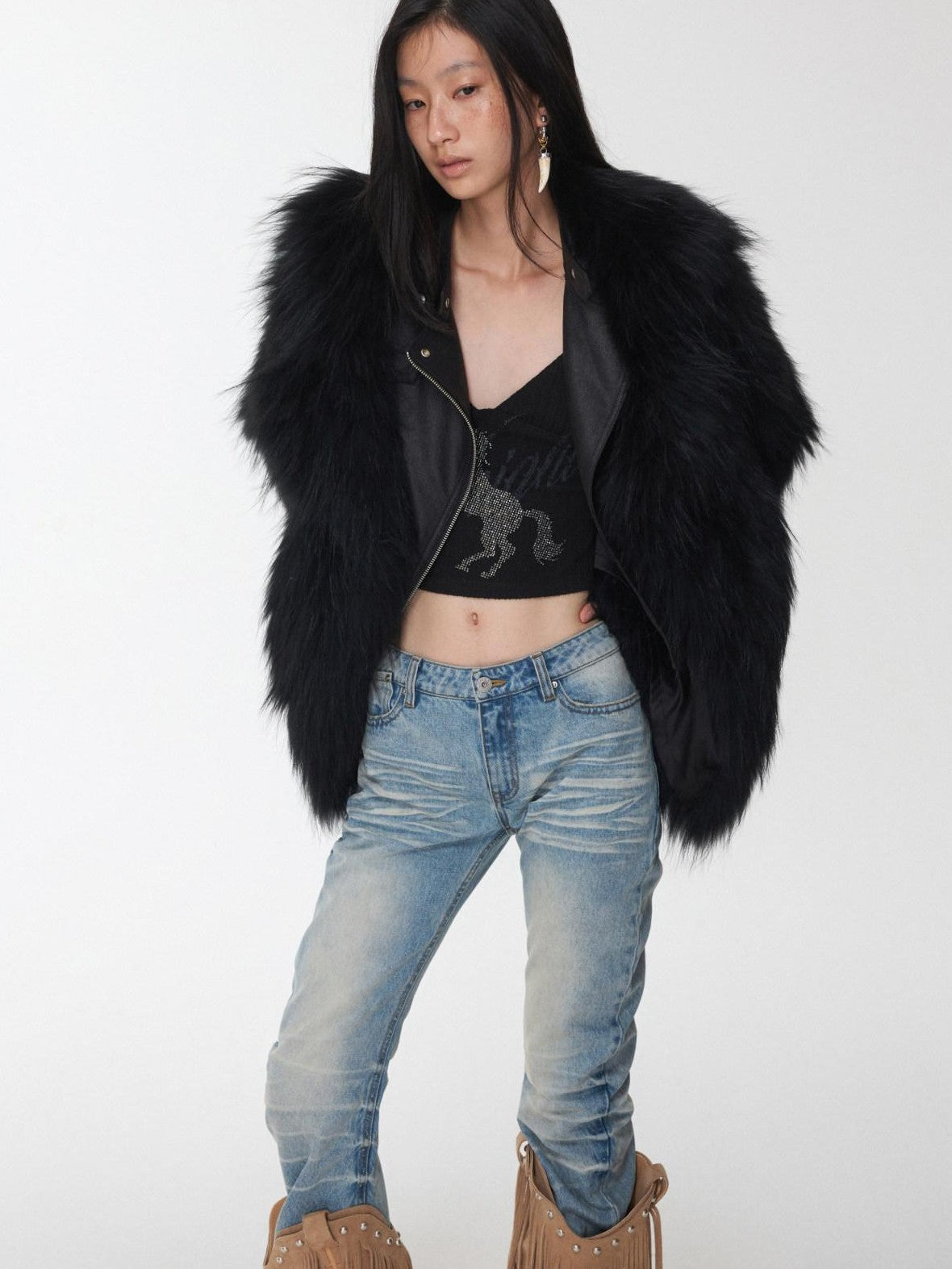 1JINN STUDIO Heavy Woven Oversized Lapel Women&