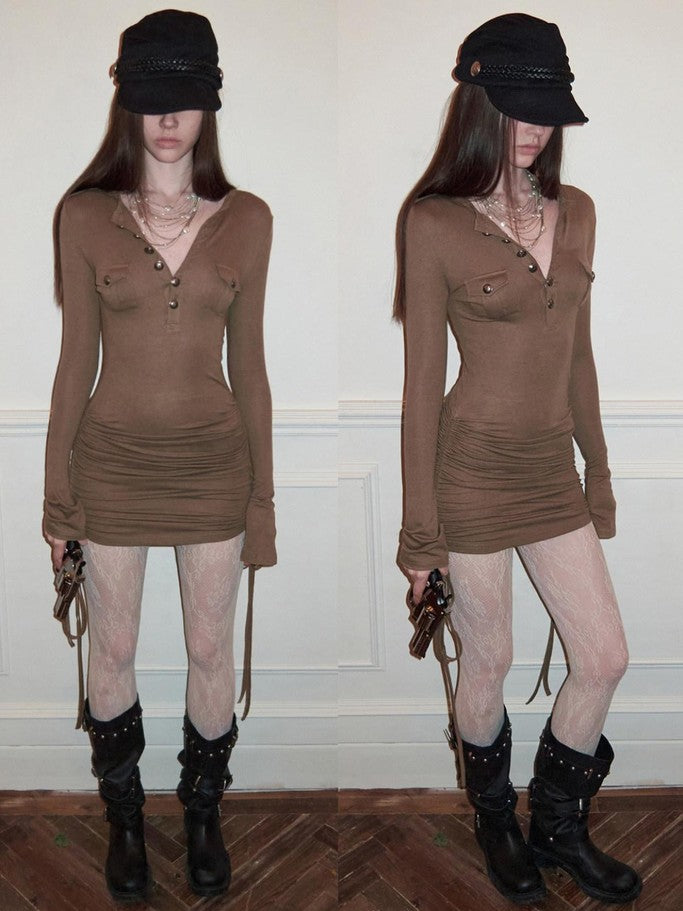 1JINN STUDIO Henley Collar Pocket Knit Women&