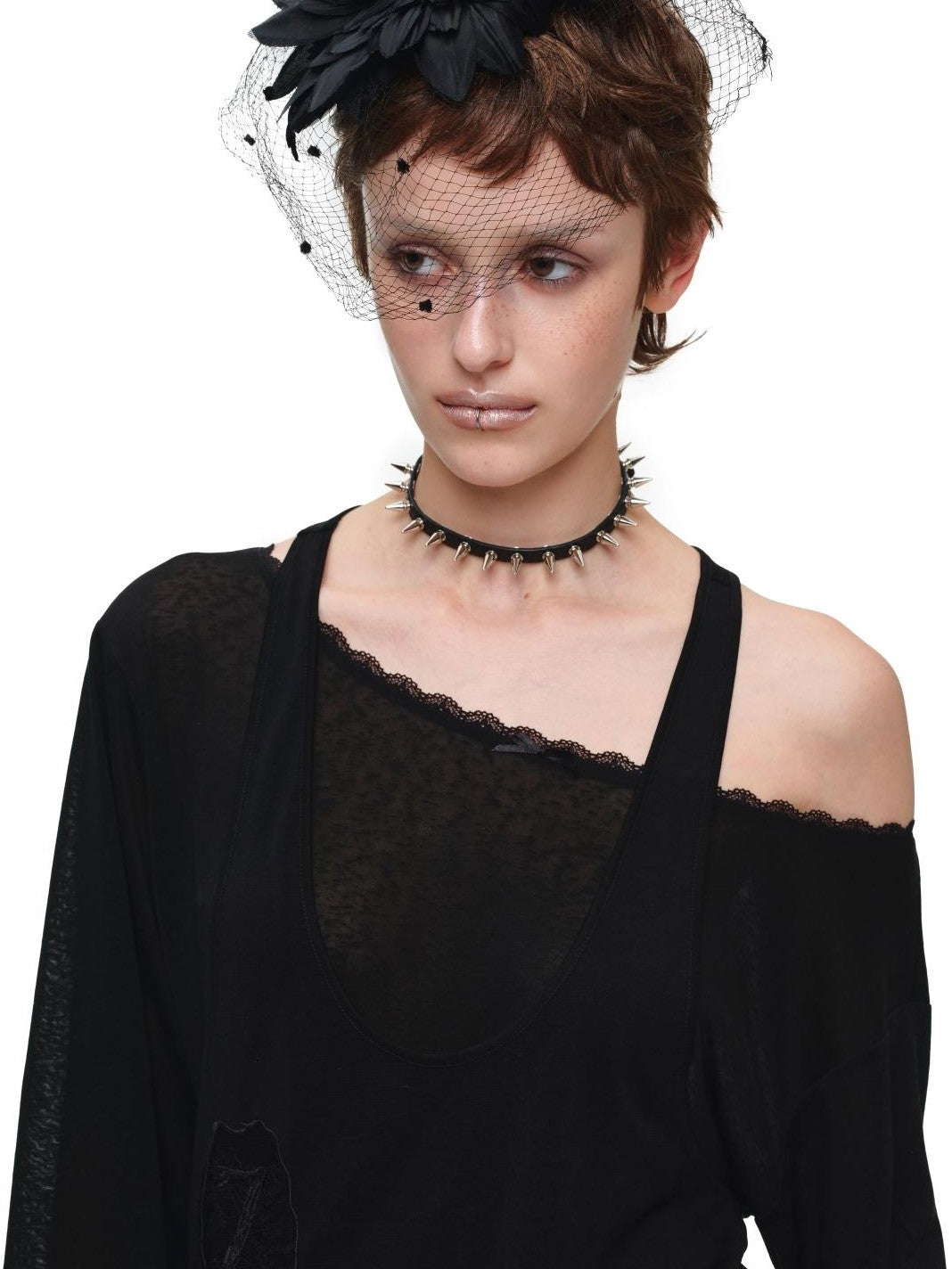 1JINN STUDIO Lace Applique Two Piece Layered Loose Women&
