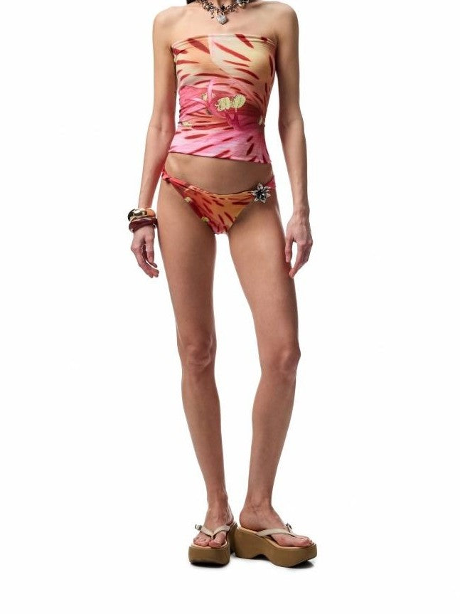 1JINN STUDIO Metallic Floral Print Knotted Twist Women&