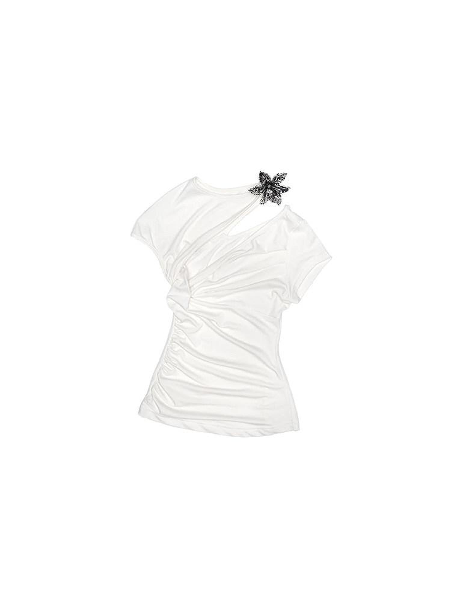 1JINN STUDIO Metallic Flower Knot Gathered Ruching Women&