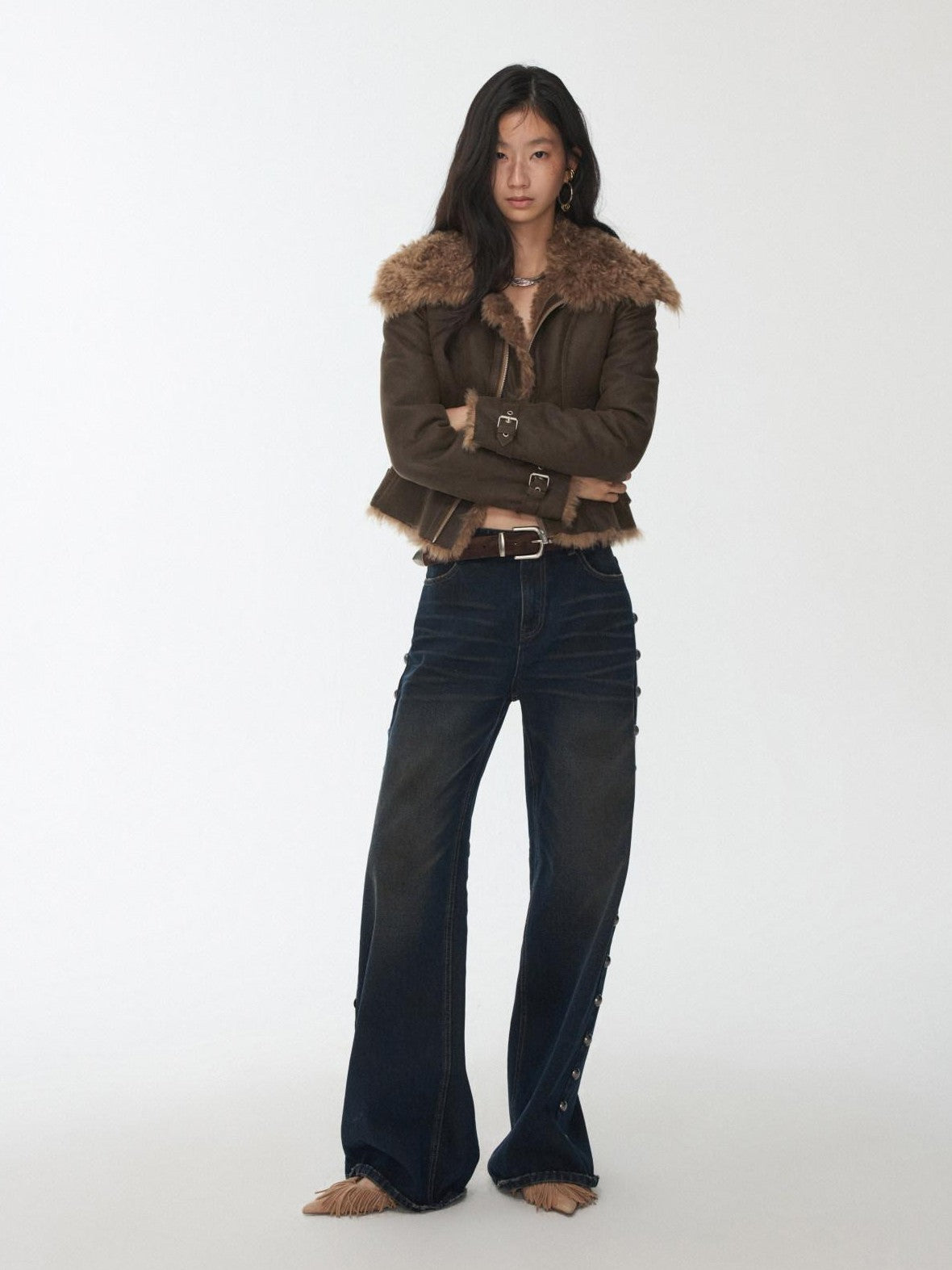 1JINN STUDIO Mud Dyed Washed Distressed Studded Women&