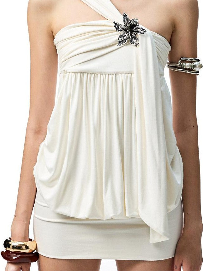 1JINN STUDIO One Shoulder Knotted Bustier Bodycon Women&