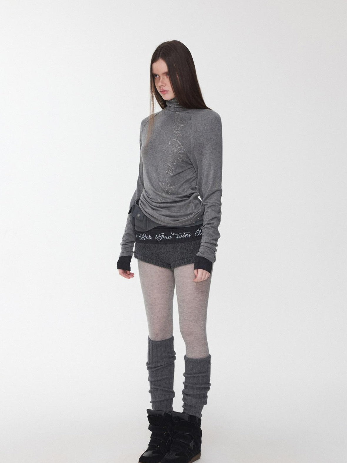 1JINN STUDIO Over Knee Long Tube Warm Scrunched Knit Women&