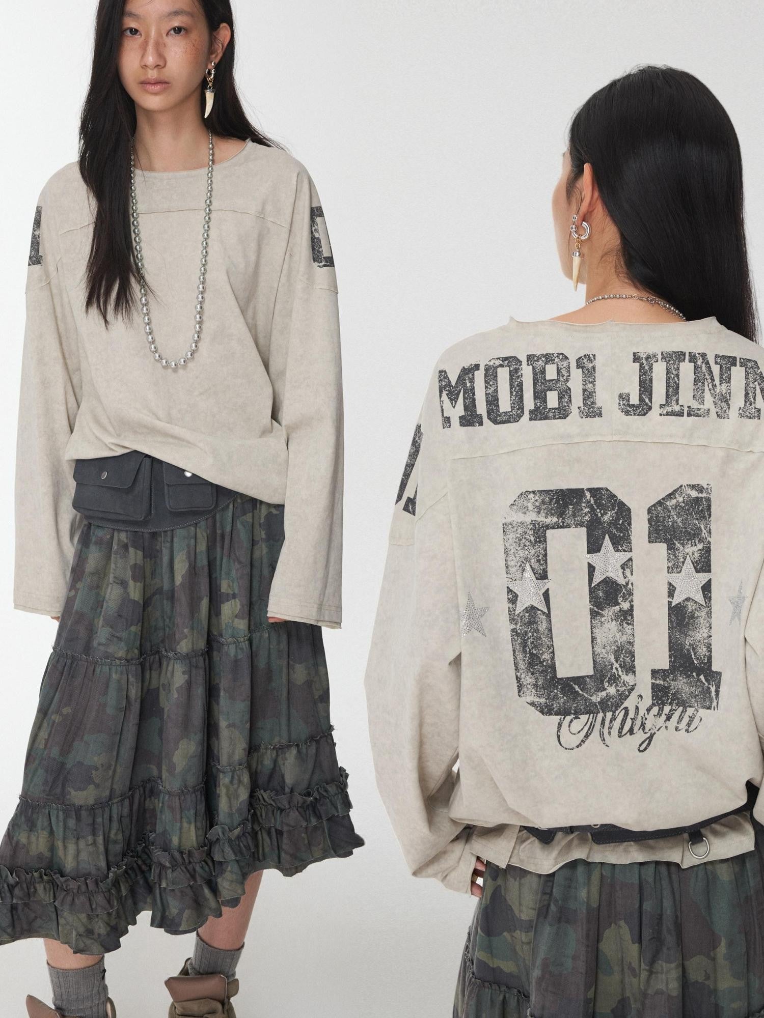 1JINN STUDIO Oversize Football Print Crystals Women&
