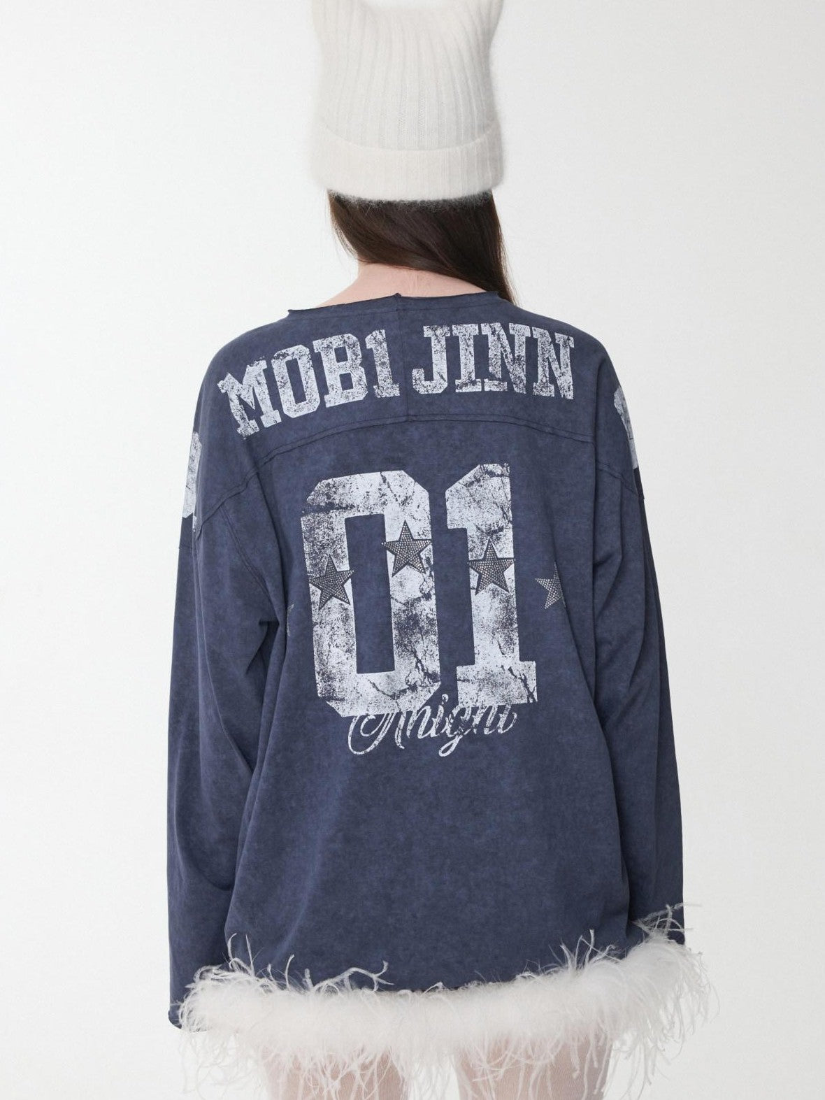 1JINN STUDIO Oversize Football Print Crystals Women&