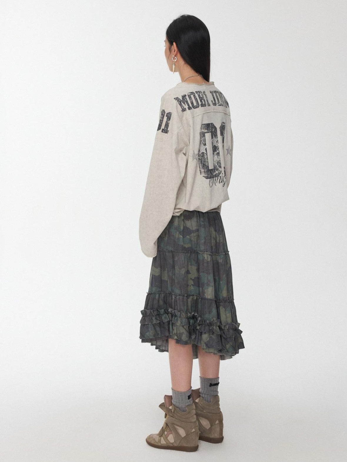 1JINN STUDIO Oversize Football Print Crystals Women&