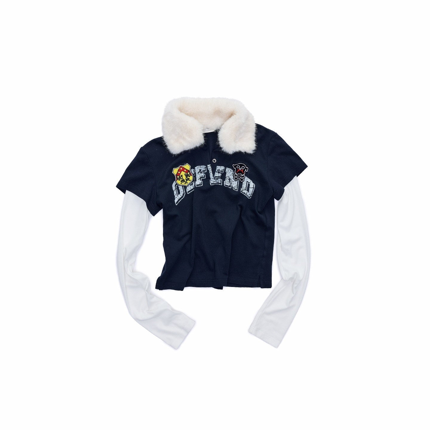 1JINN_STUDIO_Rabbit_Fur_Collar_Faux_Layered_Badge_Print_Women&