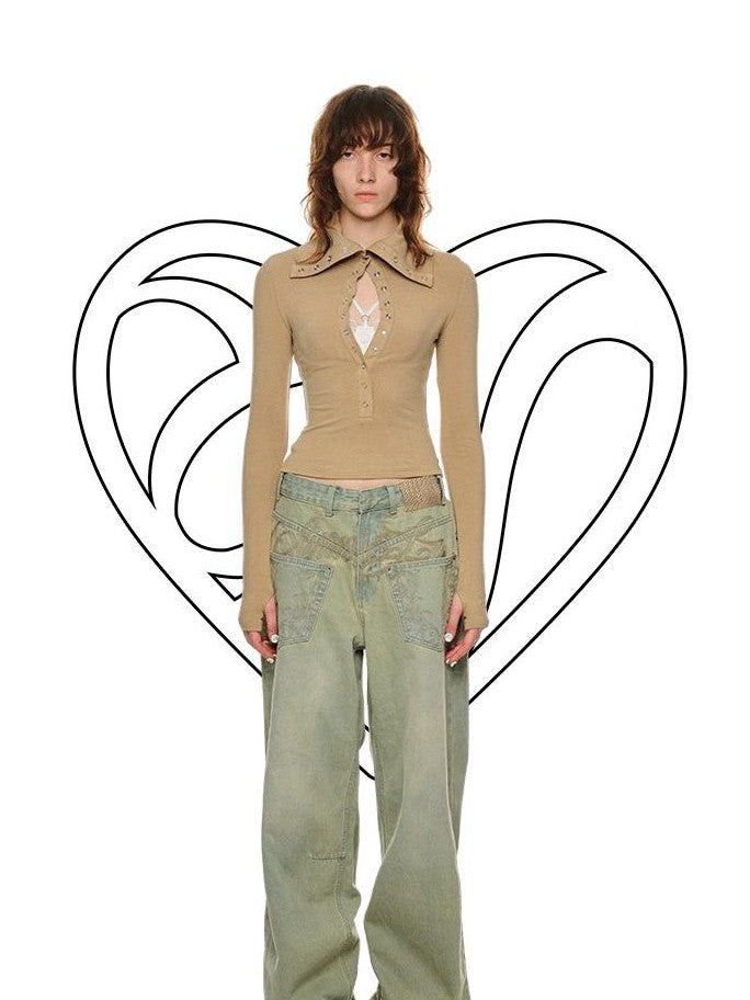 1JINN STUDIO Slim Claw Button High Neck Knit Women&