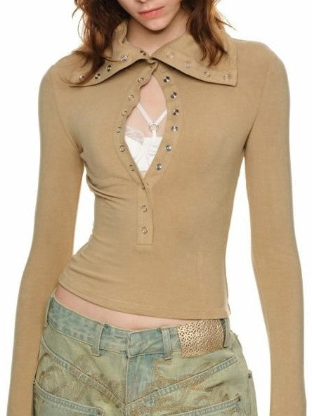 1JINN STUDIO Slim Claw Button High Neck Knit Women&