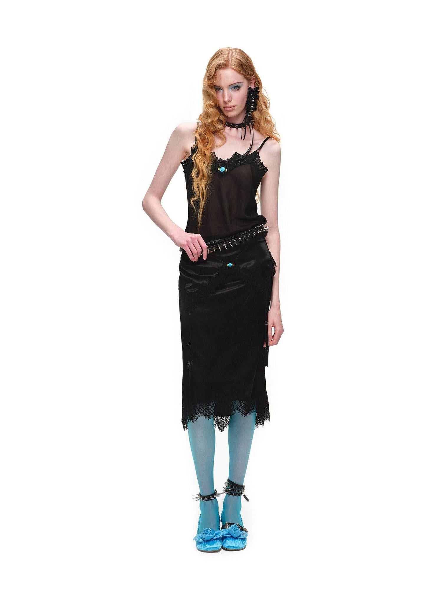 1JINN STUDIO Slimming Deconstructed Lace Paneled Bodycon Women&