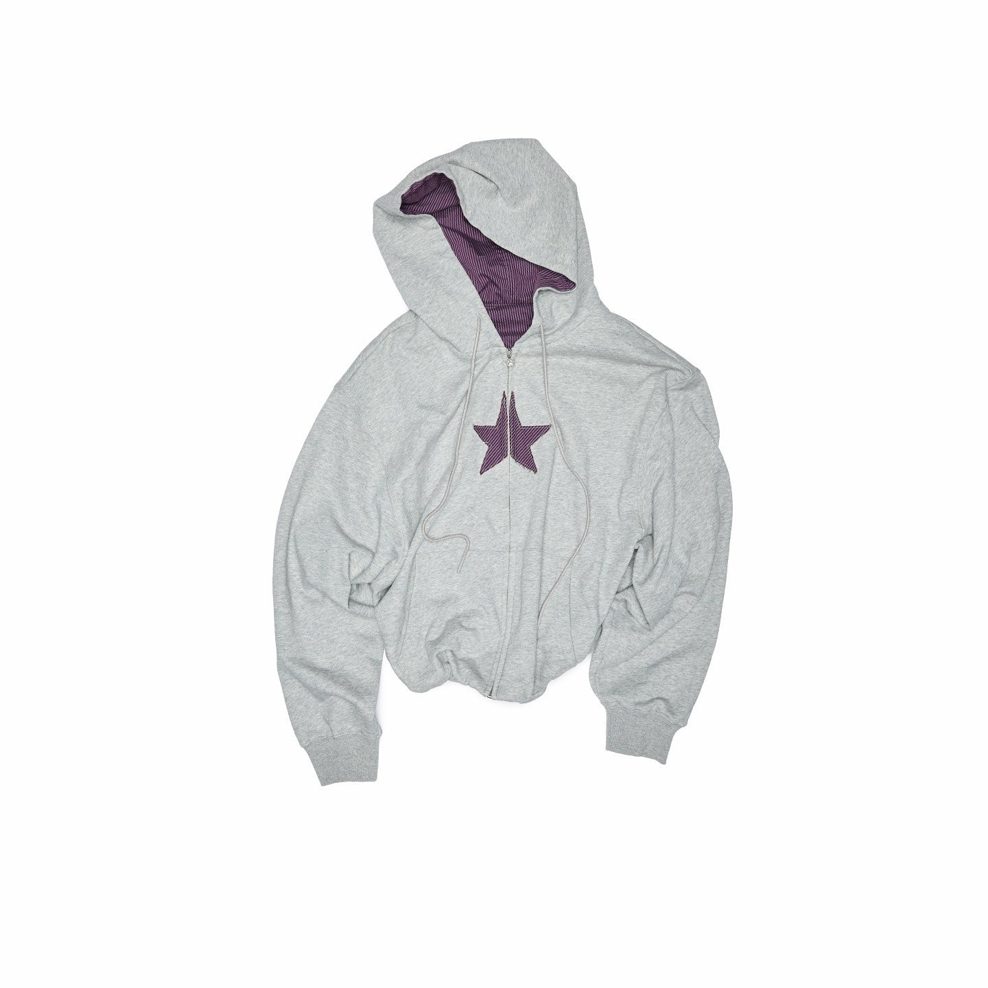 1JINN_STUDIO_Star_Plaid_Patchwork_Tulip_Hem_Drawstring_Hood_Women&