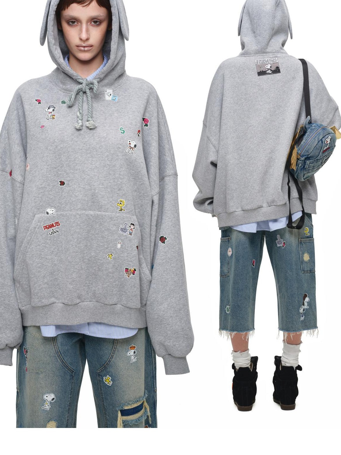 1JINN STUDIO Sticker Print Washed Distressed Women&