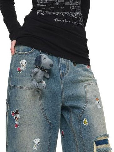 1JINN STUDIO Sticker Print Washed Distressed Women&