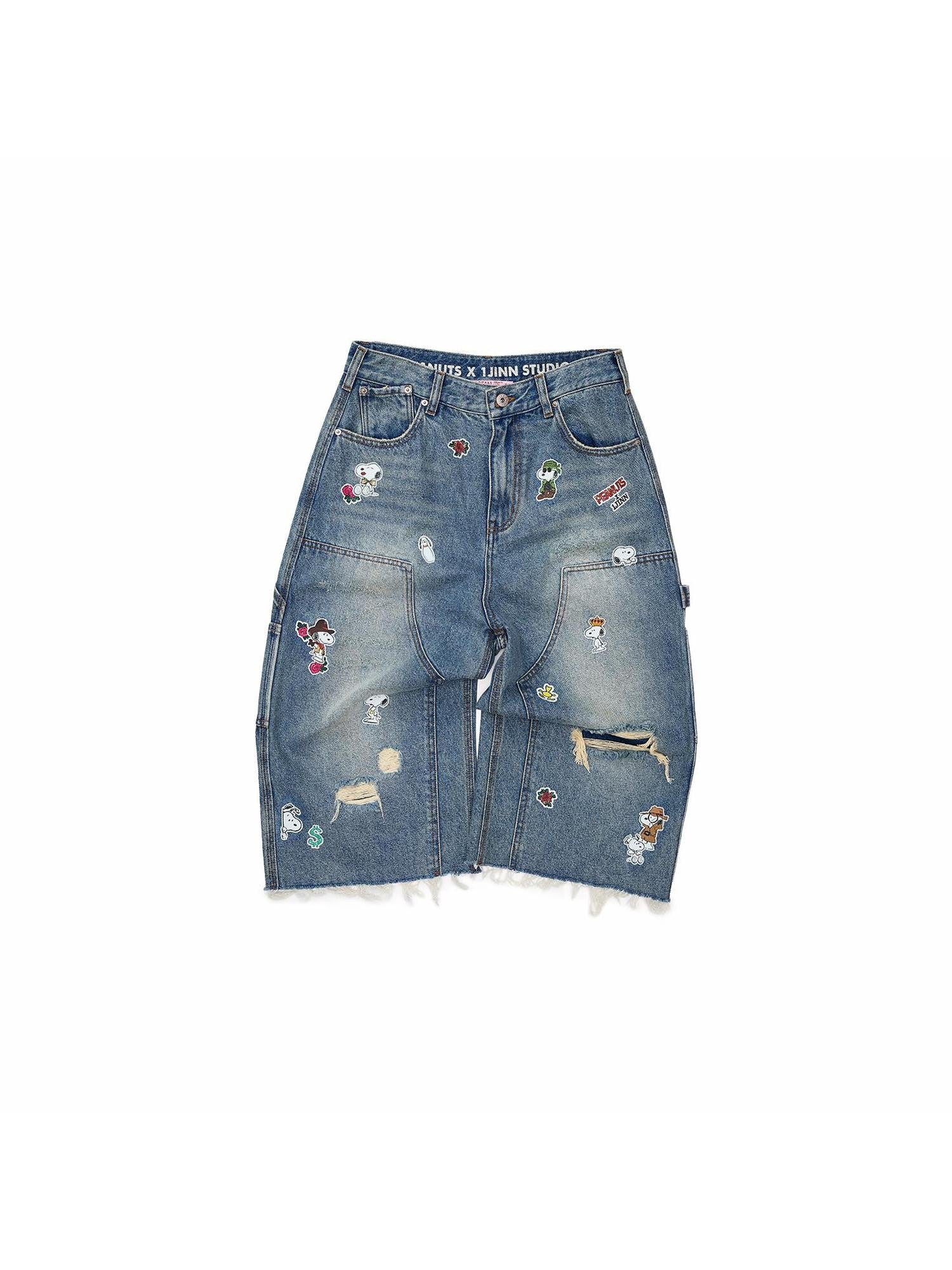 1JINN STUDIO Sticker Print Washed Distressed Women&