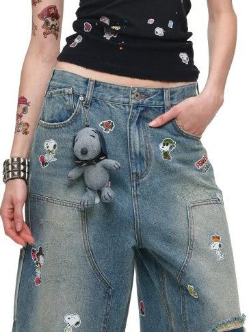 1JINN STUDIO Sticker Print Washed Distressed Women&