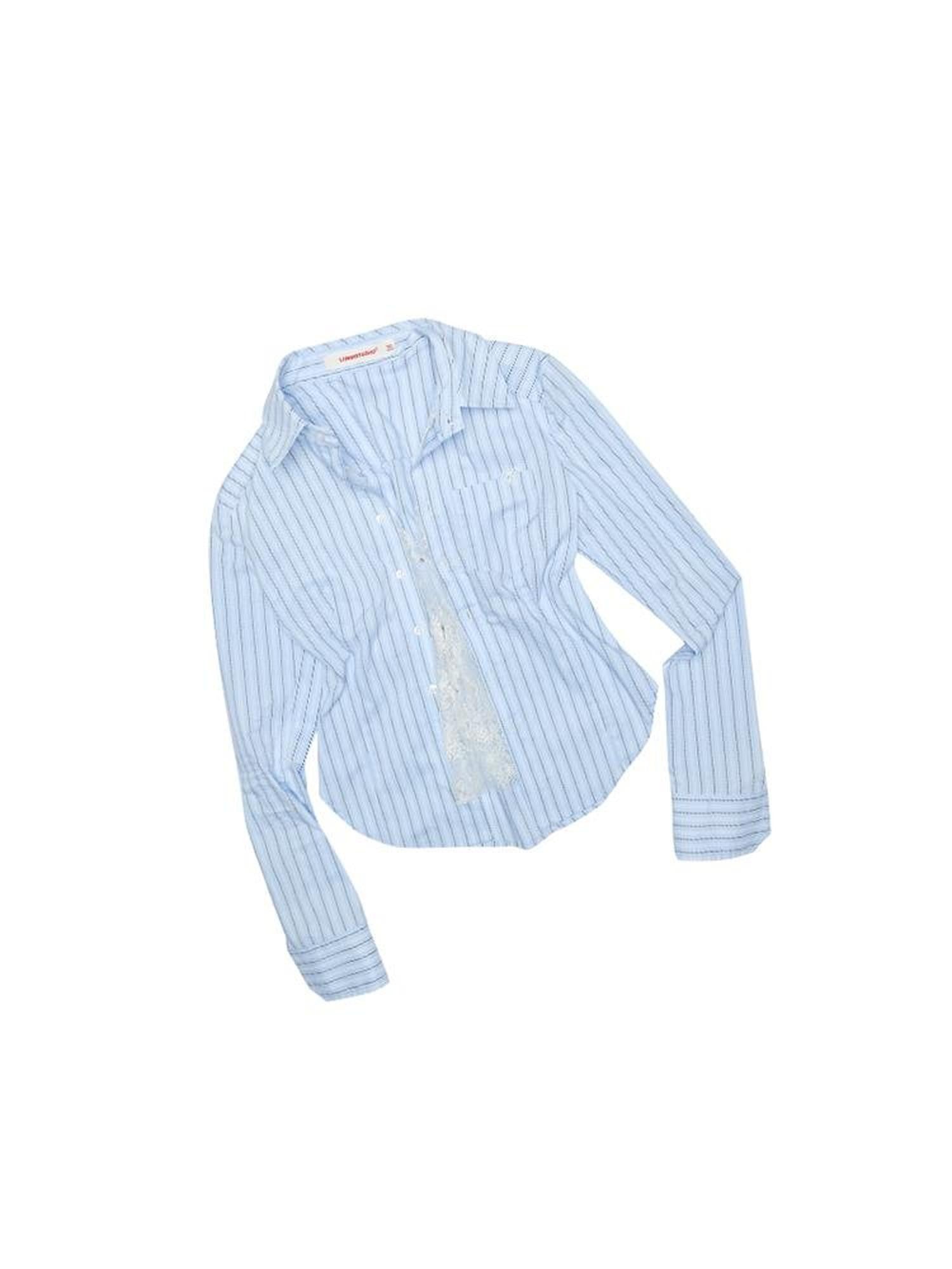 1JINN STUDIO Striped Faux Two Piece Lace Patchwork Slim Fit Women&