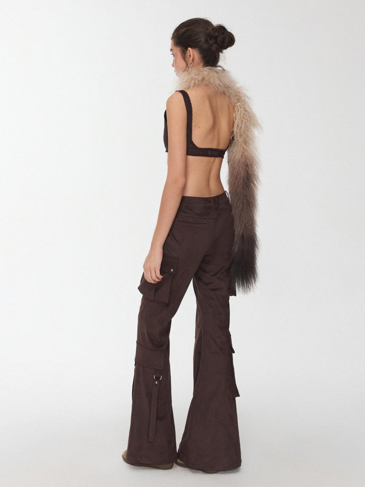 1JINN STUDIO Suede Mesh Faux Two Piece Lace Up Wireless Women&