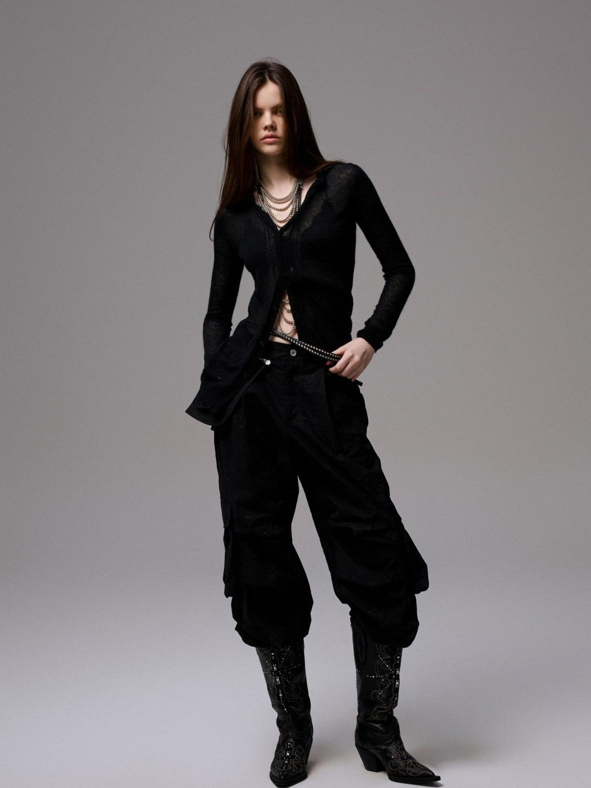 1JINN STUDIO Ultra Thin Sheer Slim Fit Solid Knit Women&