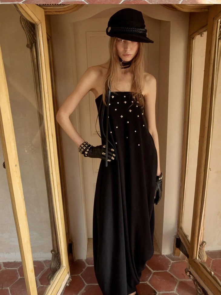 1JINN STUDIO Vintage 3d Studded Ruched Draped Women&