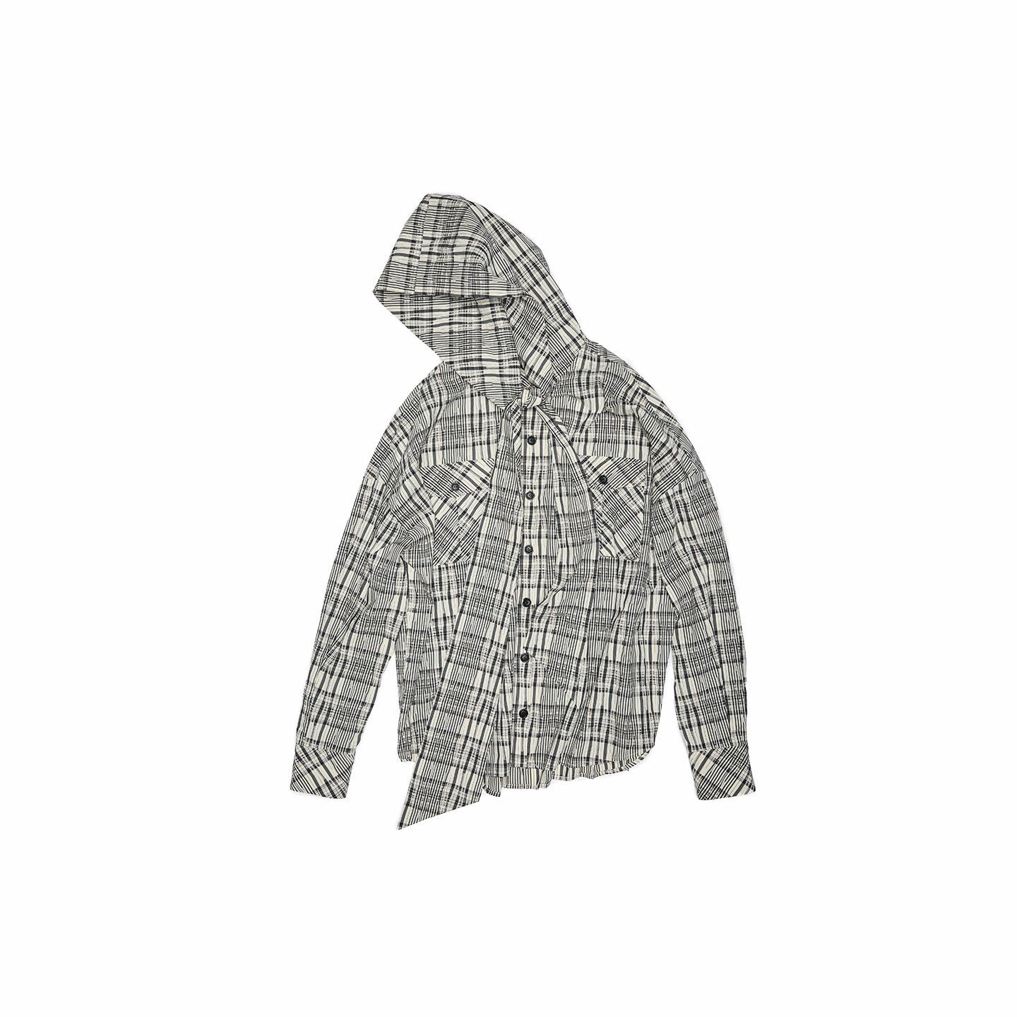 1JINN_STUDIO_Vintage_Plaid_Hooded_Tie_Shirt_Drawstring_Skirt_Women&