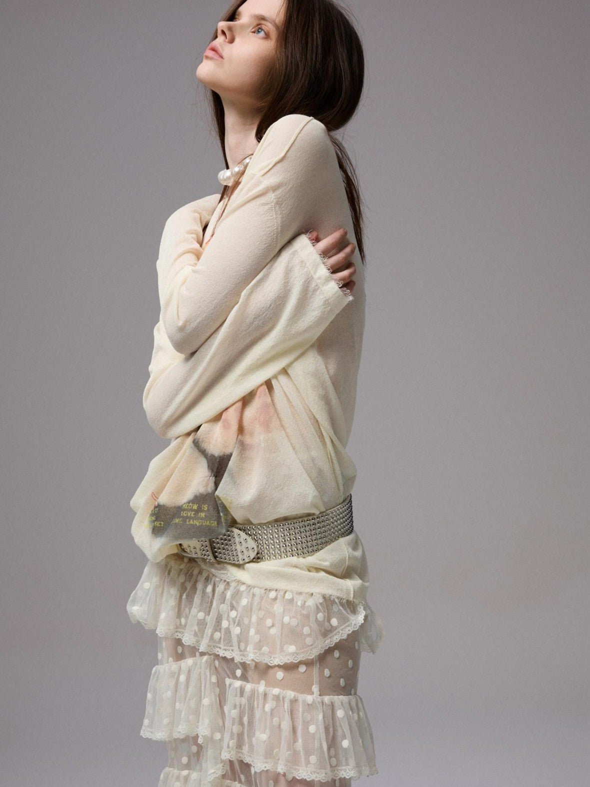 1JINN STUDIO Vintage Polka Dot Asymmetrical Puffy Cake Women&