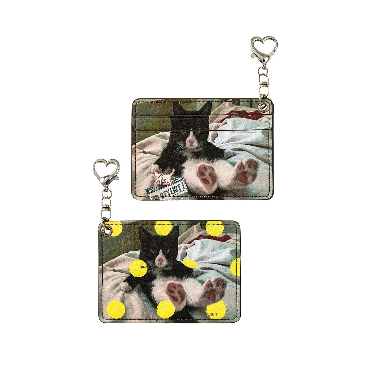 1JINN_STUDIO_Vintage_Polka_Dot_Cat_And_Dog_Love_Print_Double_Card_Slot_Women&
