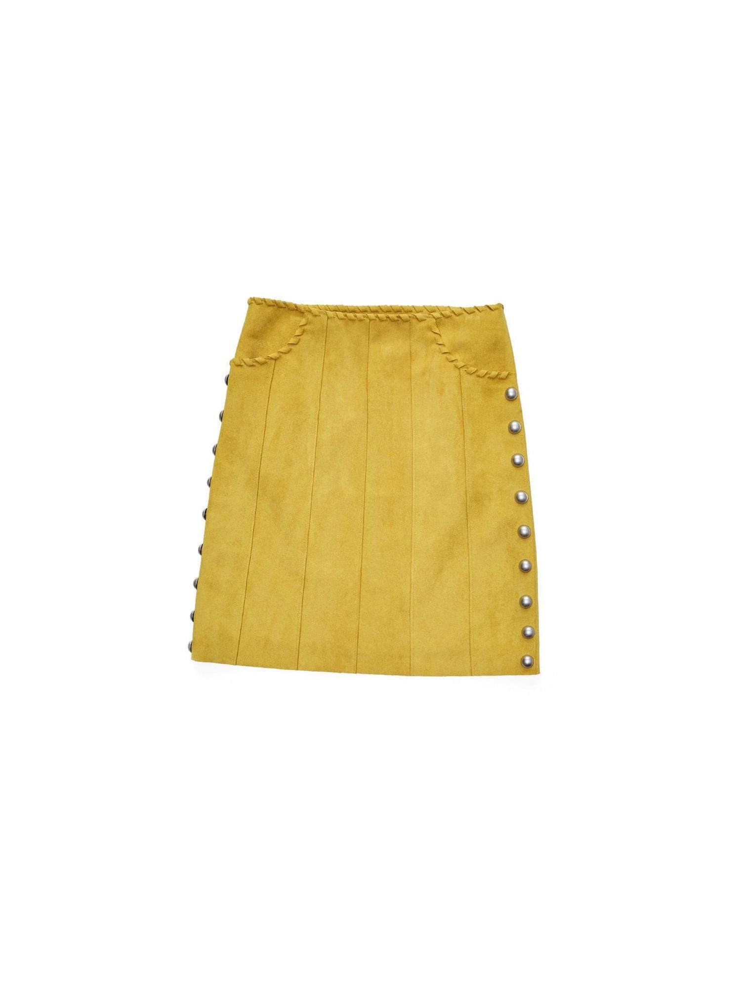 1JINN STUDIO Vintage Suede Studded High Waist Drawstring Women&