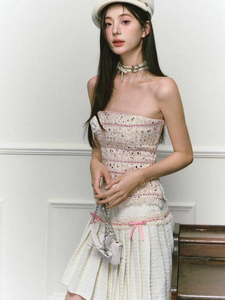 1P STUDIO Chanel Style Bustier And Skirt Two Piece Women&