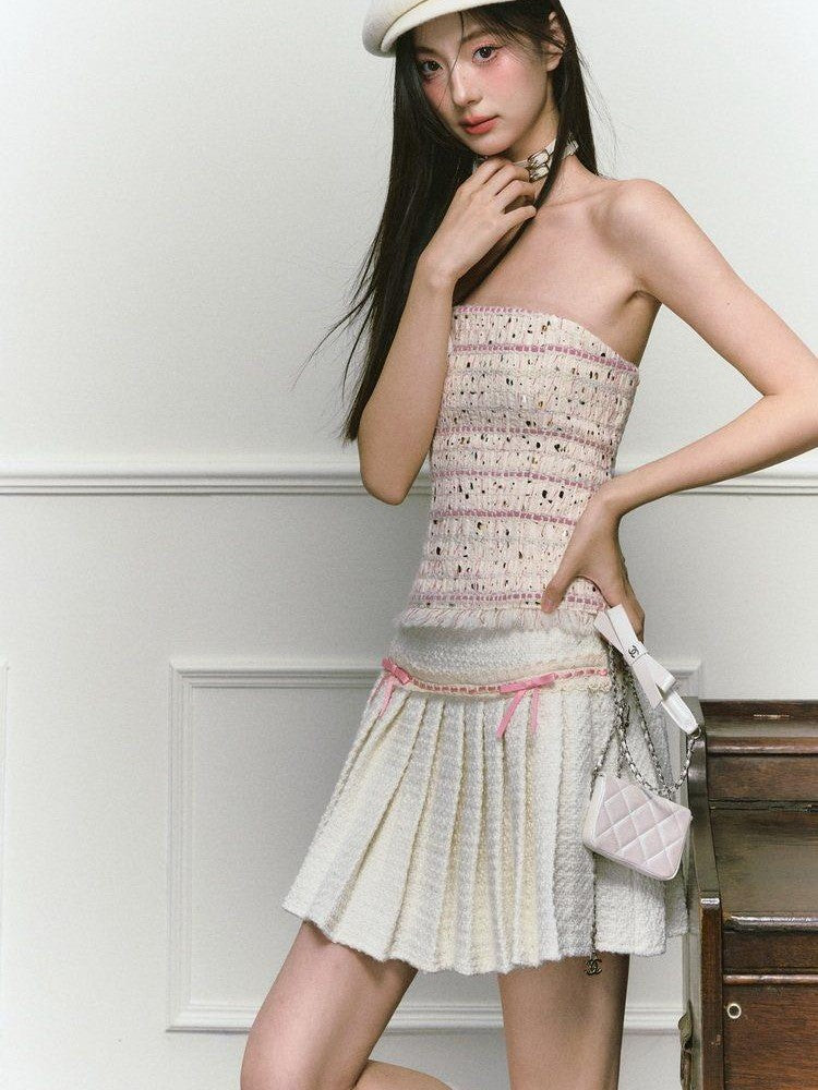 1P STUDIO Chanel Style Bustier And Skirt Two Piece Women&
