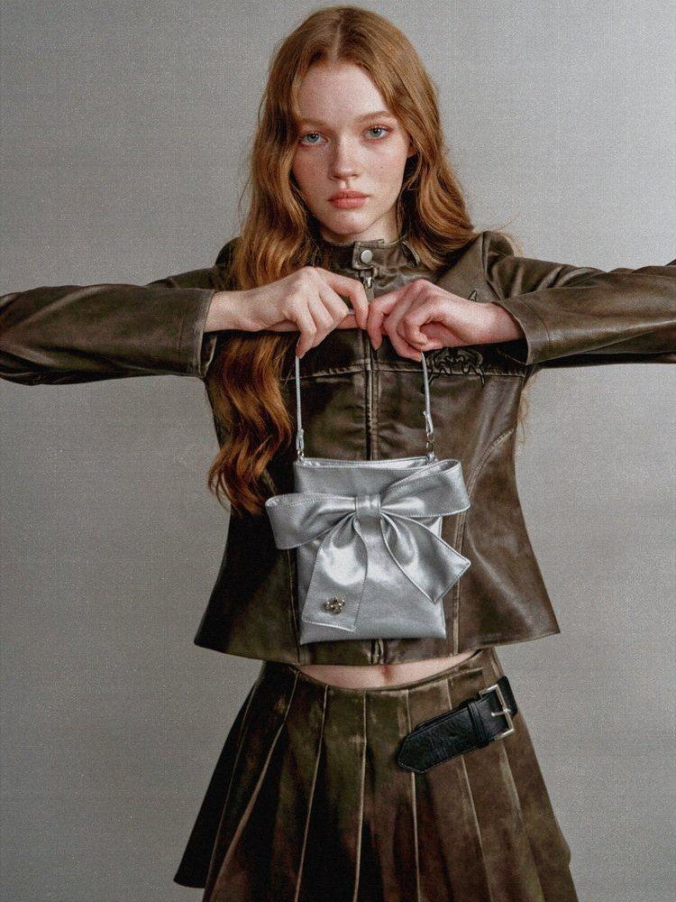 1P STUDIO Dark Brown Butterfly Embroidered Women&