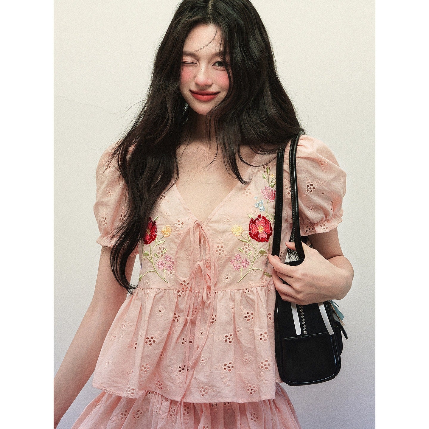 1P_STUDIO_Embroidered_Floral_V-neck_Lace_Shirt_Women&