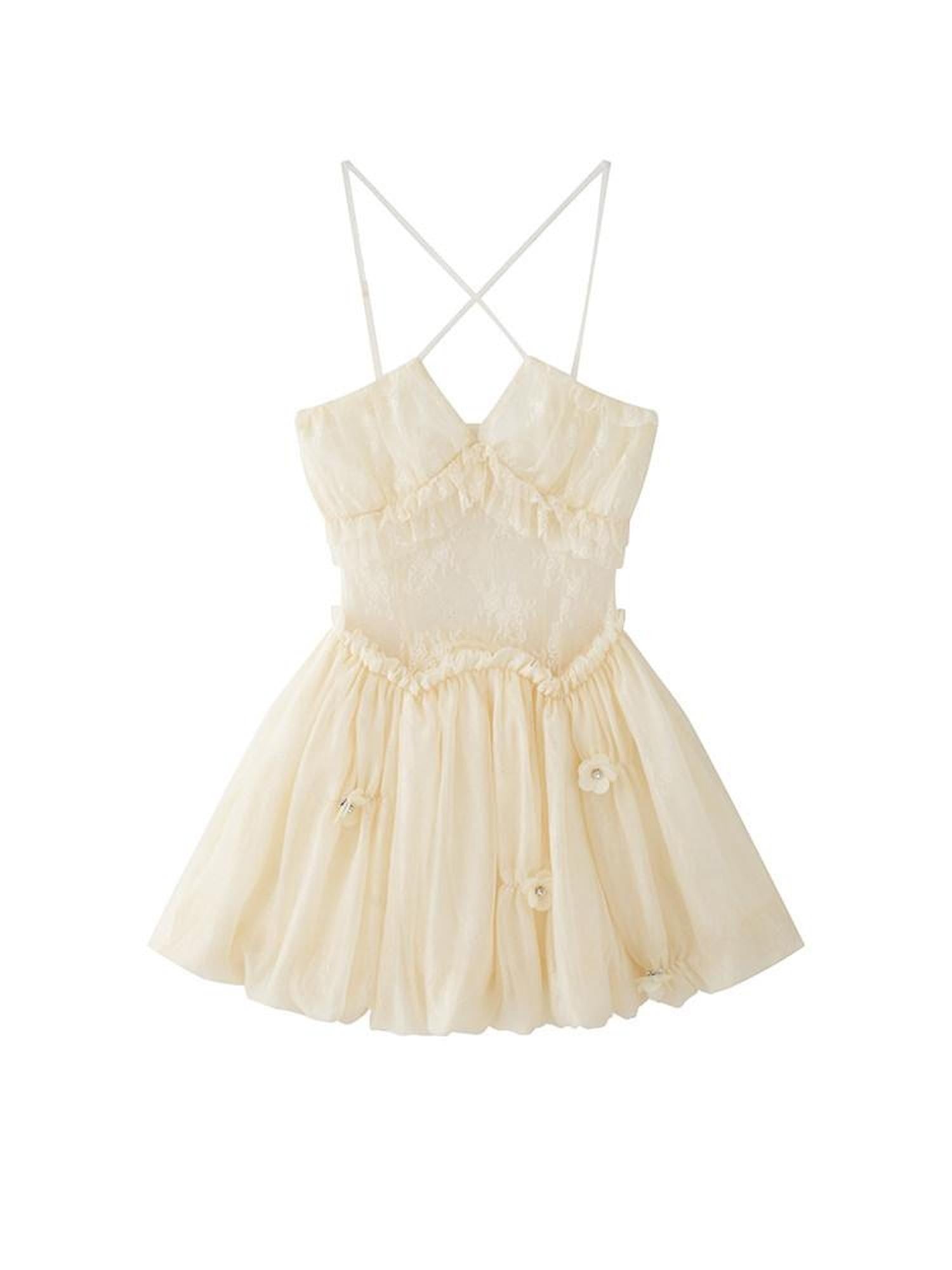 1P STUDIO Light Beige Sheer Waist Spliced Cinched Women&