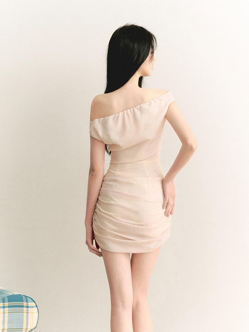1P STUDIO Oil Painting Rose Print Off Shoulder Ruched Waist Women&