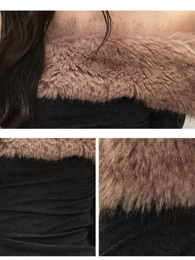 1P STUDIO Pink Fuzzy Detachable Slim Fit One Shoulder Women&