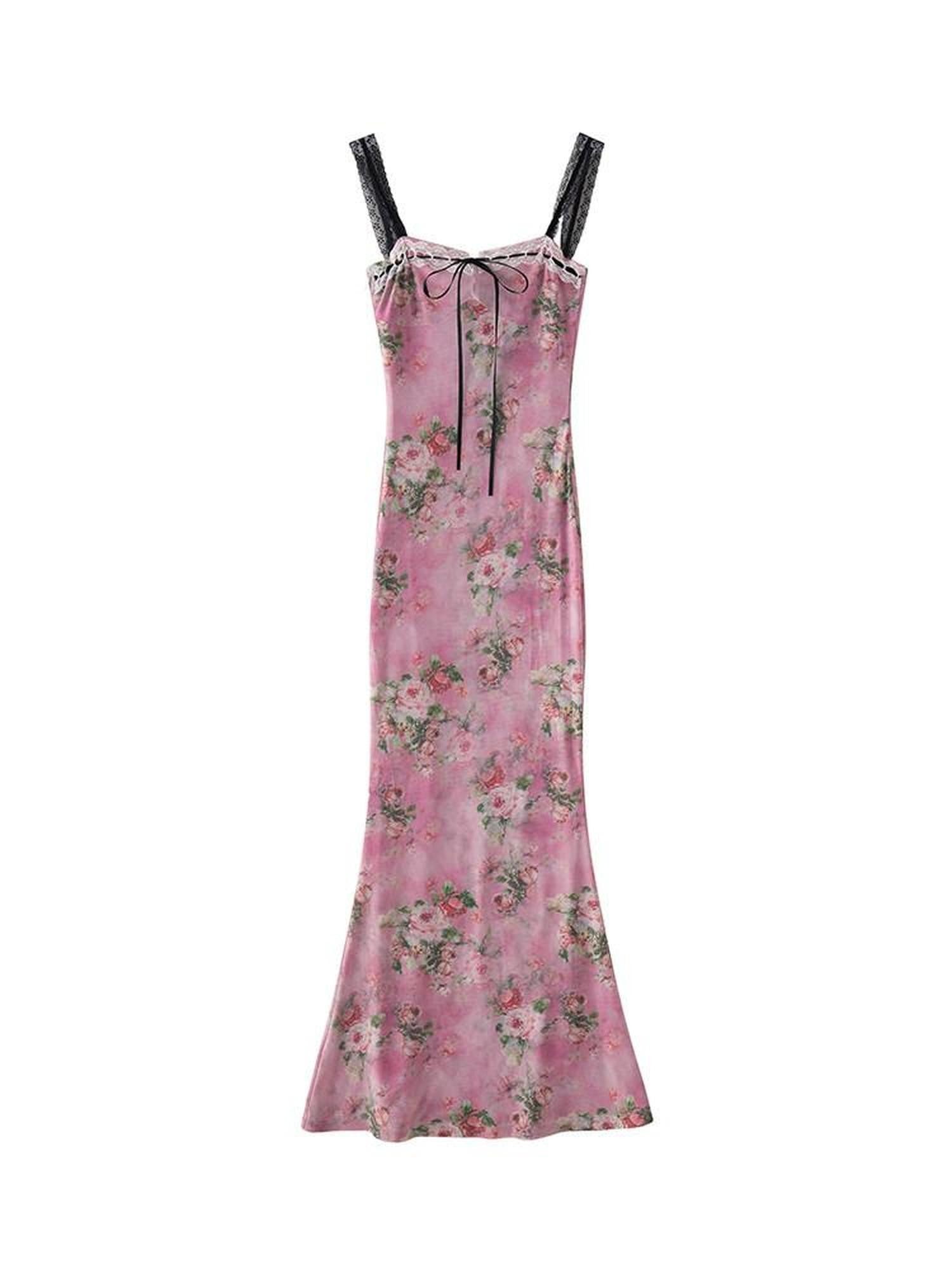 1P STUDIO Pink Oilpaint Floral Patchwork Strappy Women&