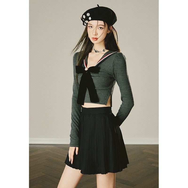 1P_STUDIO_Preppy_Knit_Sweater_Pleated_Skirt_Women&