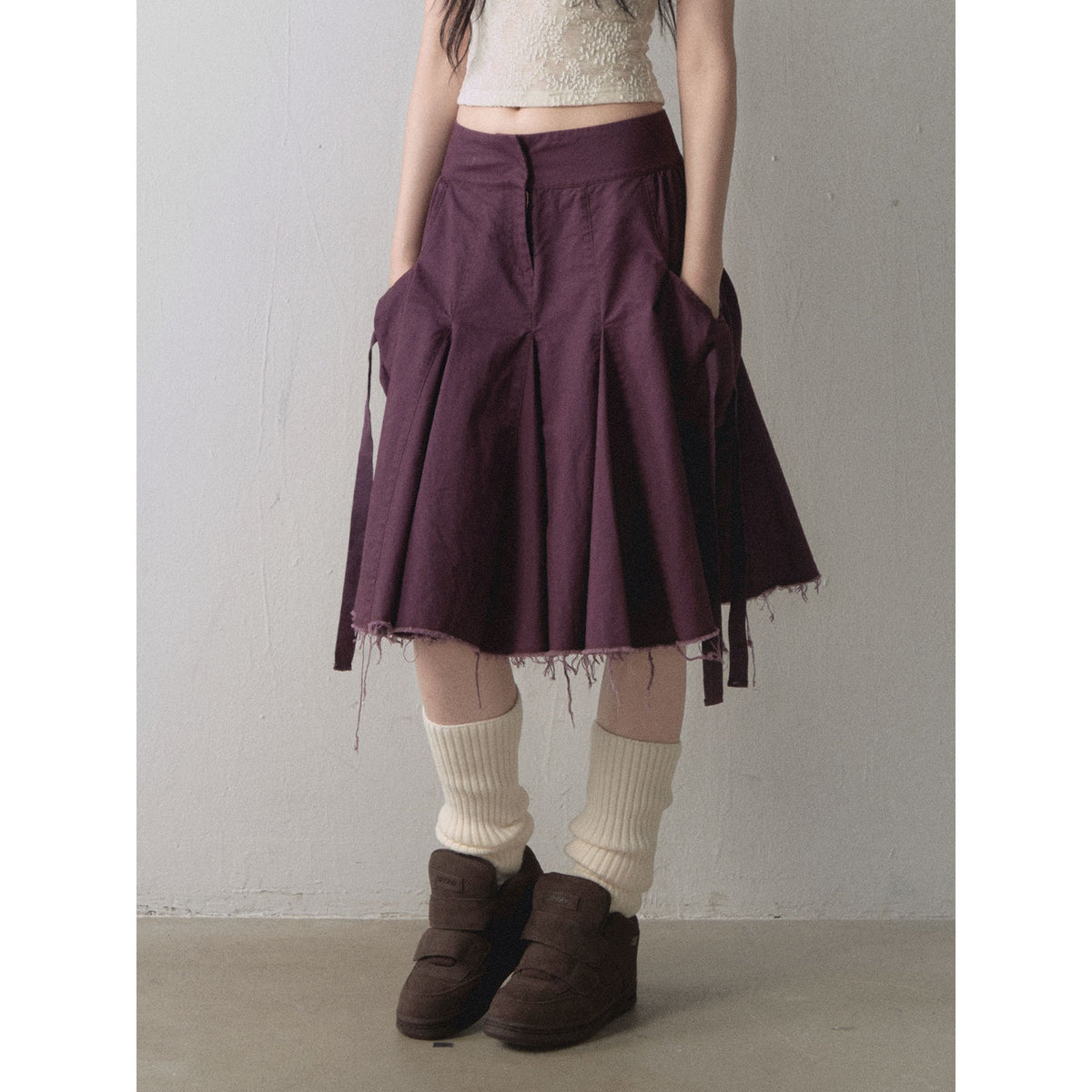 1P_STUDIO_Twill_Utility_Zip_Up_Cropped_Jacket_Pleated_Skirt_Women&