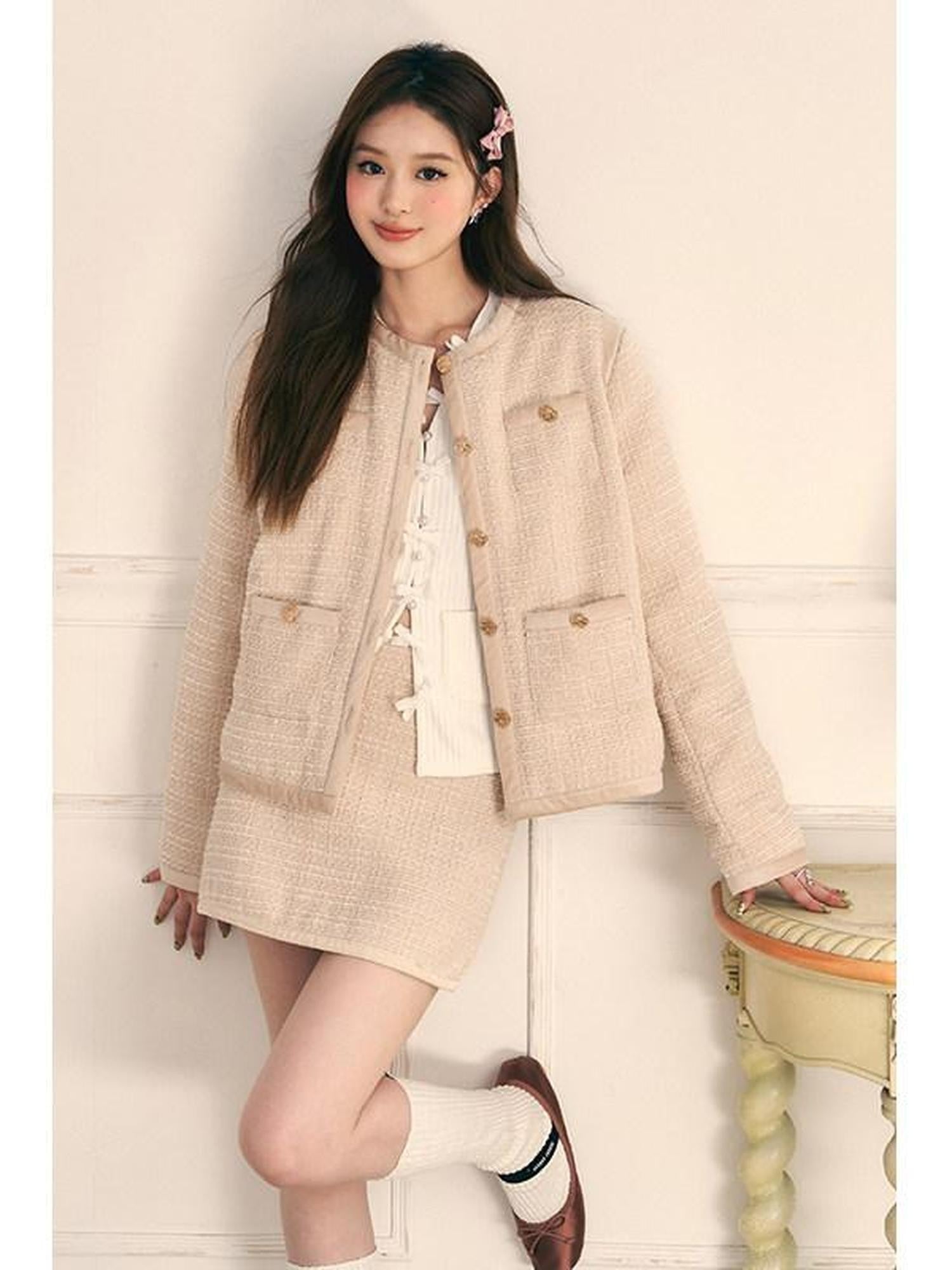 1P STUDIO Velvet Spliced Patchwork Women&