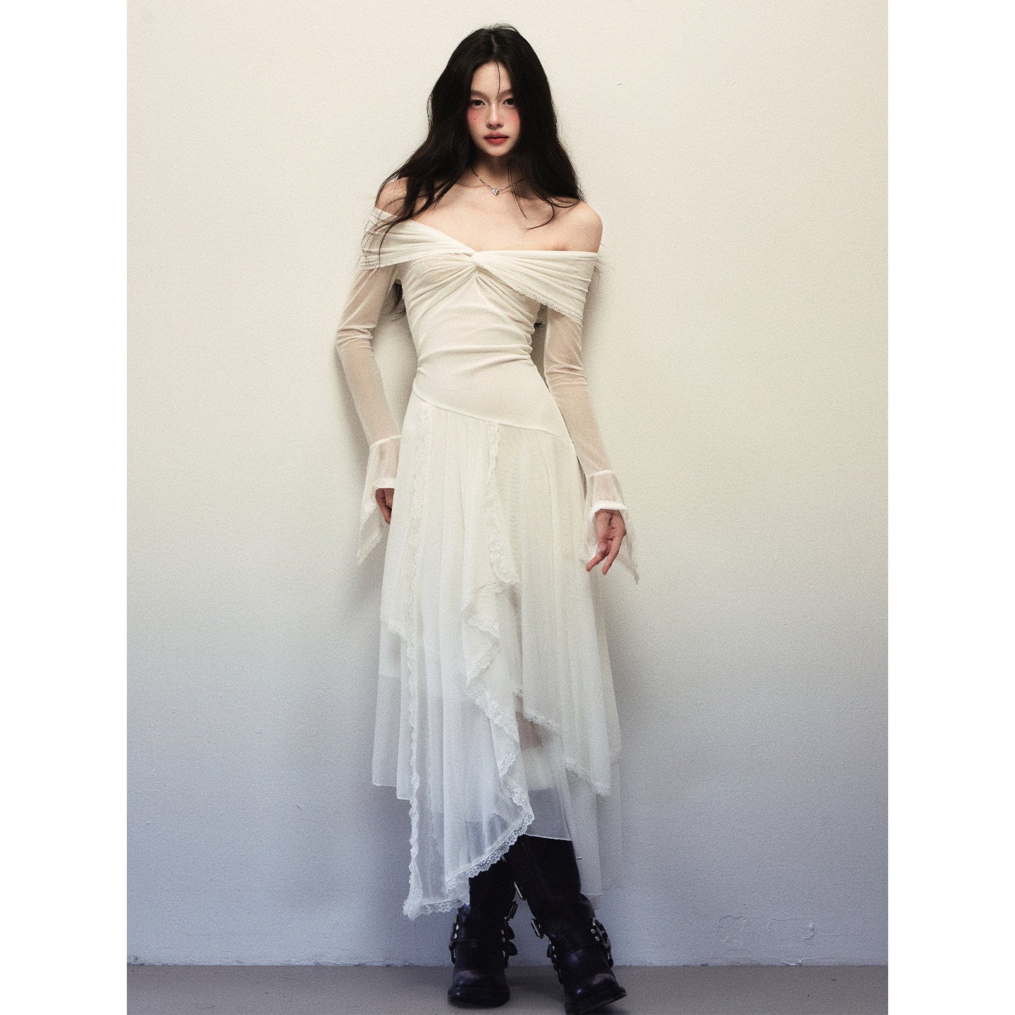 1P_STUDIO_White_Off_Shoulder_Bell_Sleeve_Women&