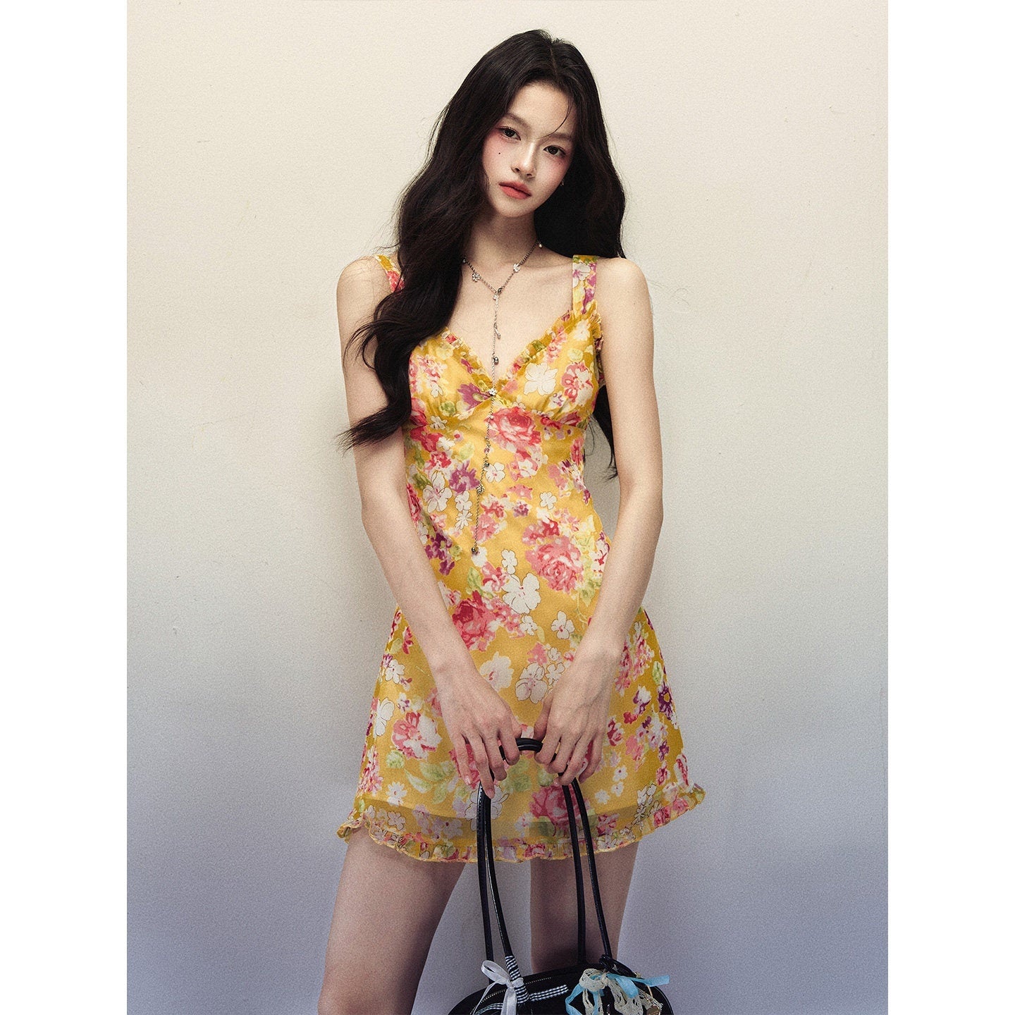 1P_STUDIO_Yellow_Floral_Ruffle_V-neck_Strappy_Women&