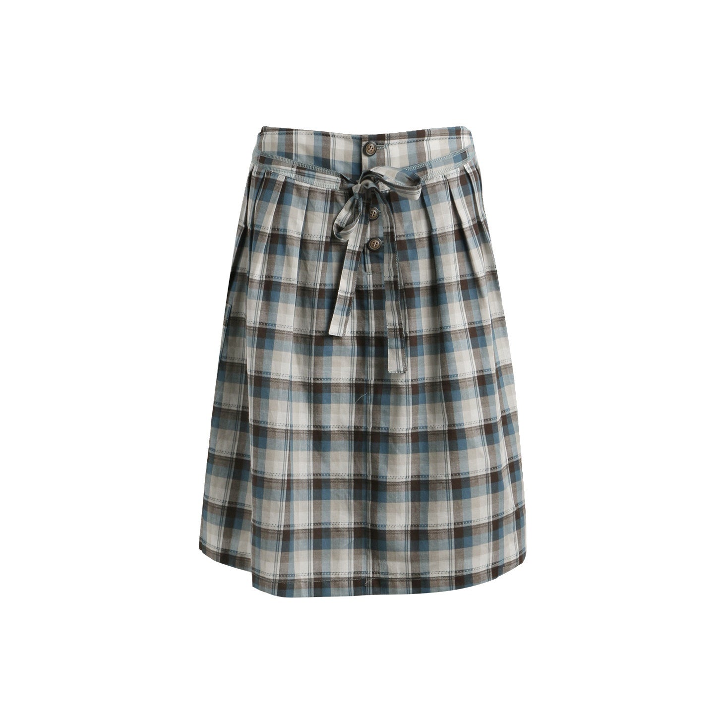 NAPSNAPS_Blue_Plaid_Ruffle_Puff_Sleeve_Button_Tie_Women&
