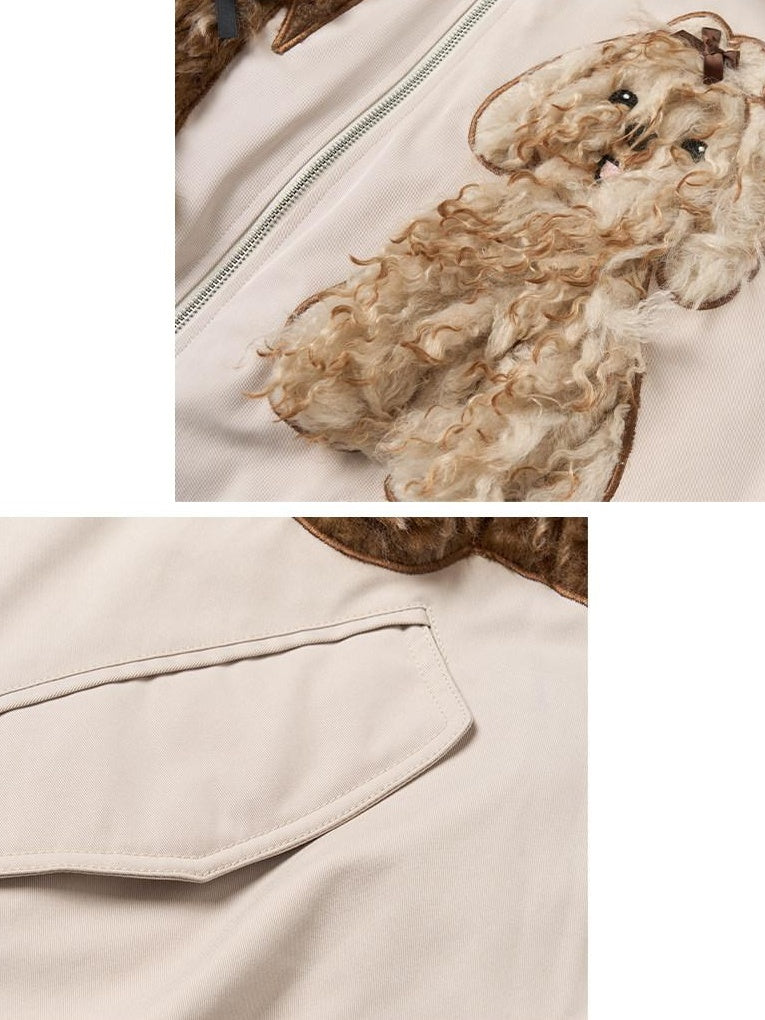 OuttheBlue Eco 90 Down Warm Loose Casual Patch Lapel High Waist Women Zipper Down Jackets