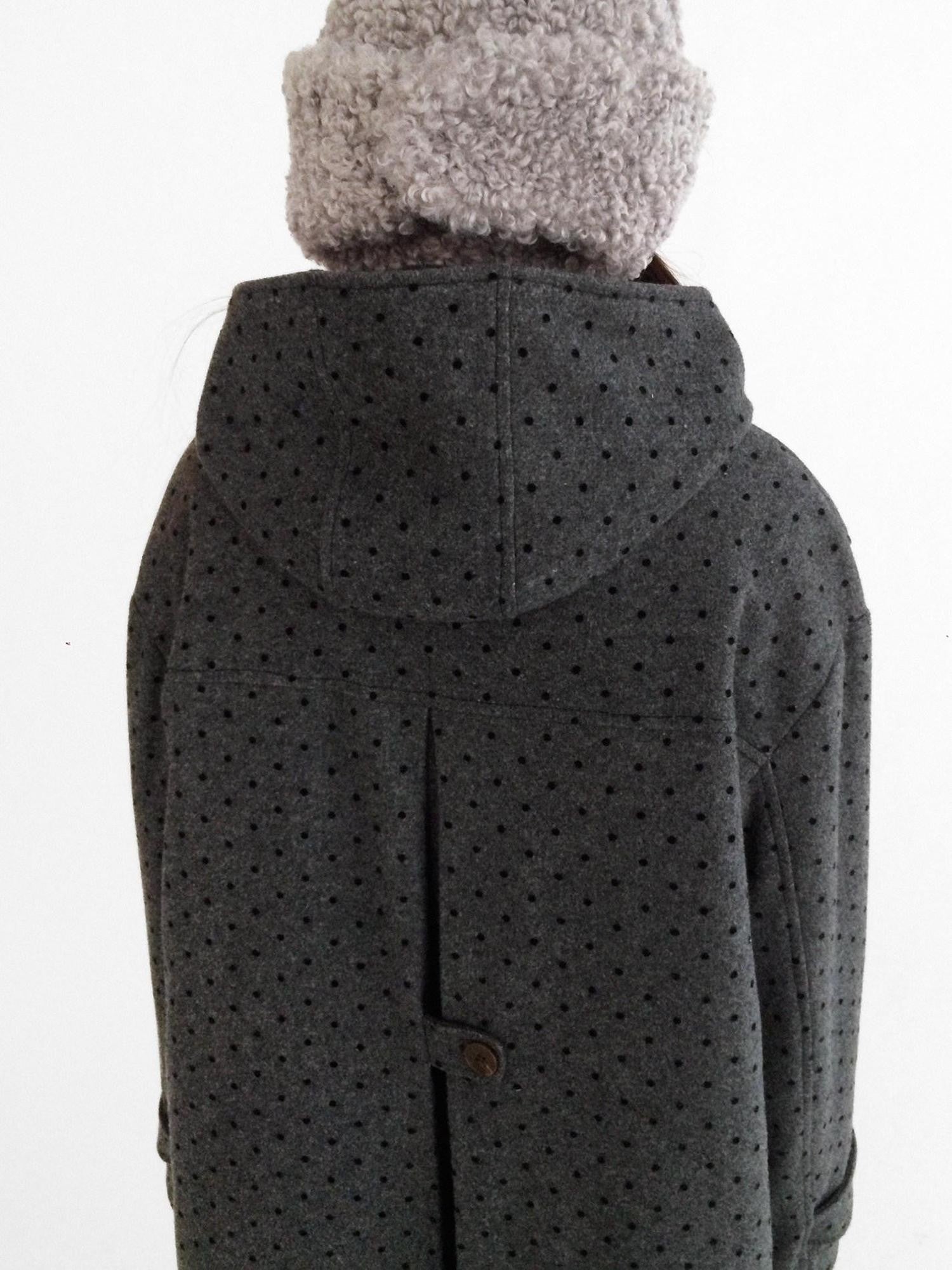 innomoood Brown Sugar Flocked Polka Dot Toggle Hooded Women&