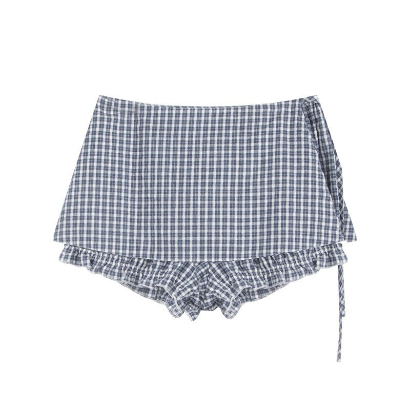 NAPSNAPS_Check_Patchwork_Two_Piece_Illusion_Spliced_Gauze_Women&
