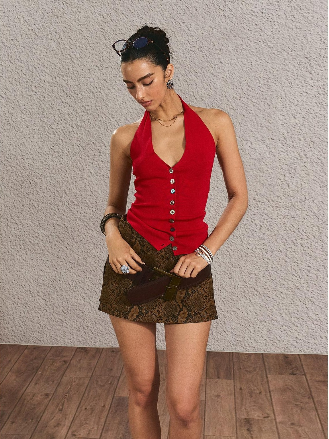 The NeverMore Tie Dye Snake Print Street Style Mid Waist A Line Women Casual Mini Skirts