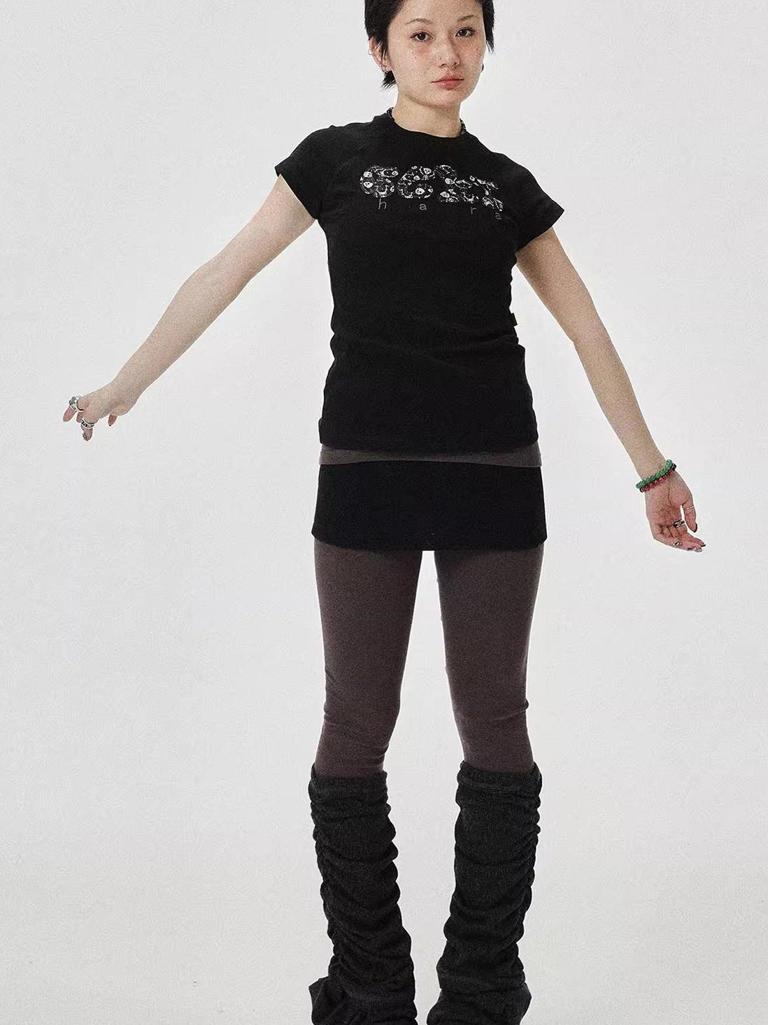 Achihara 2025 New Black & Gray Summer Short Sleeve T-Shirt